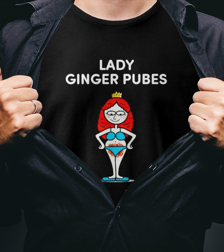 Lady Ginger Pubes Cartoon Character Wearing Crown IN Blue Swimsuit T-Shirt
