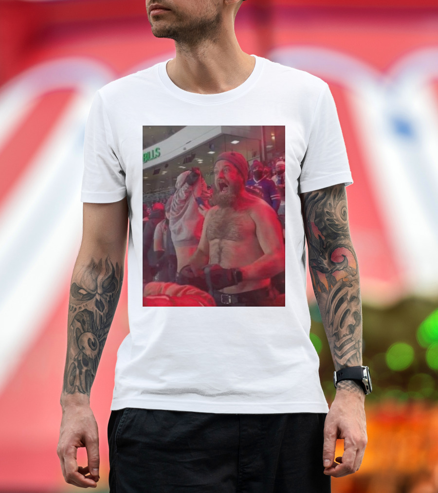 Buffalo Bills Shirtless Fan Game Day Excitement Ryan Fitzpatrick Scream T-Shirt