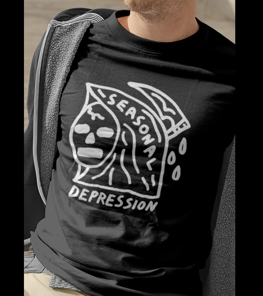 Seasonal Depression Grim Reaper Parody With Scythe And Raindrops T-Shirt