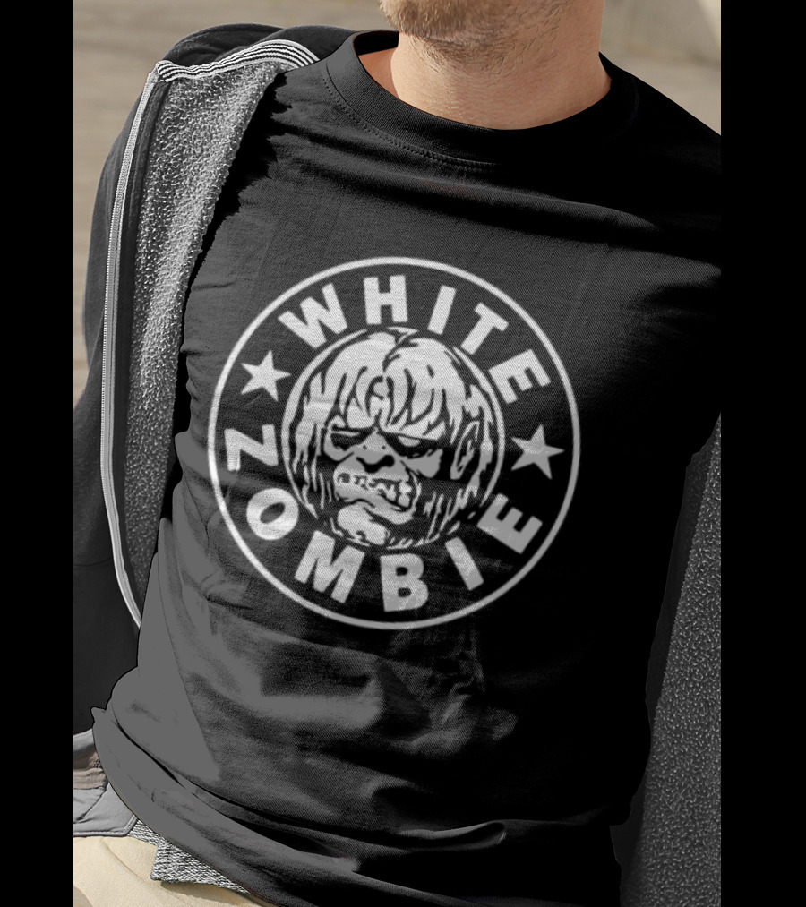 White Zombie Band Logo With Stars And Monster Face T-Shirt