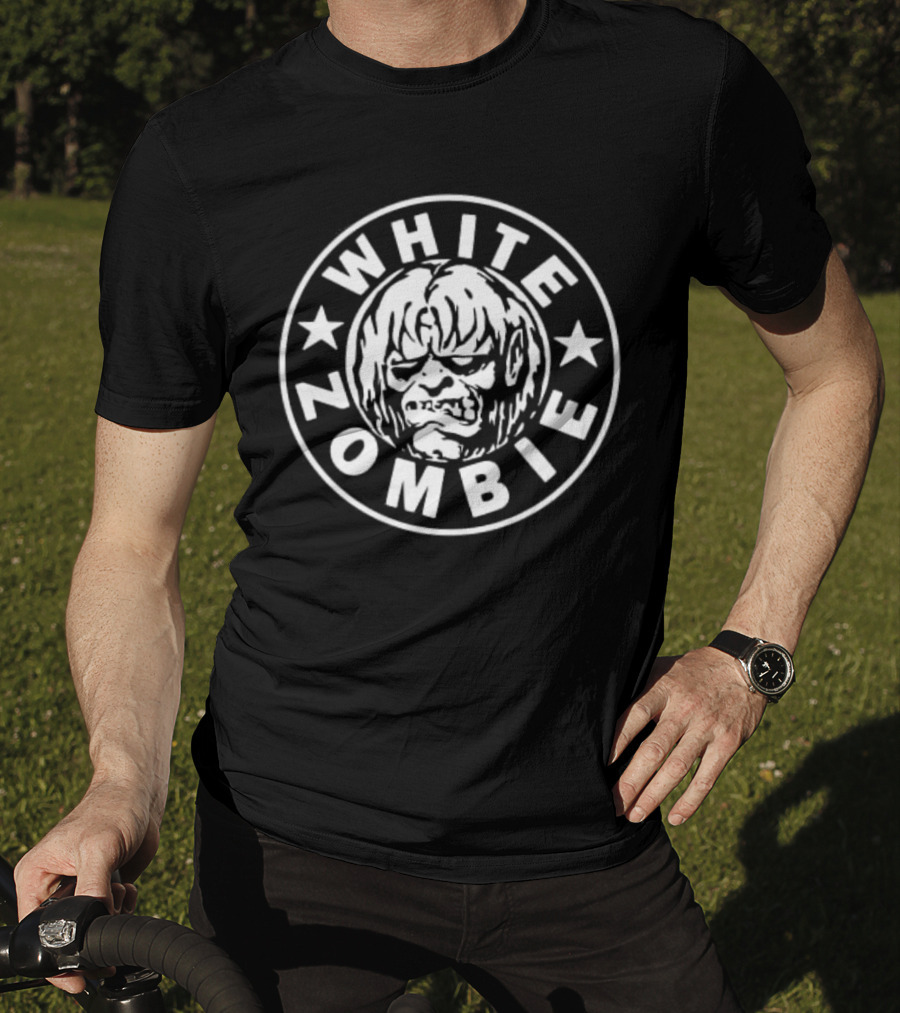 White Zombie Band Logo With Stars And Monster Face T-Shirt