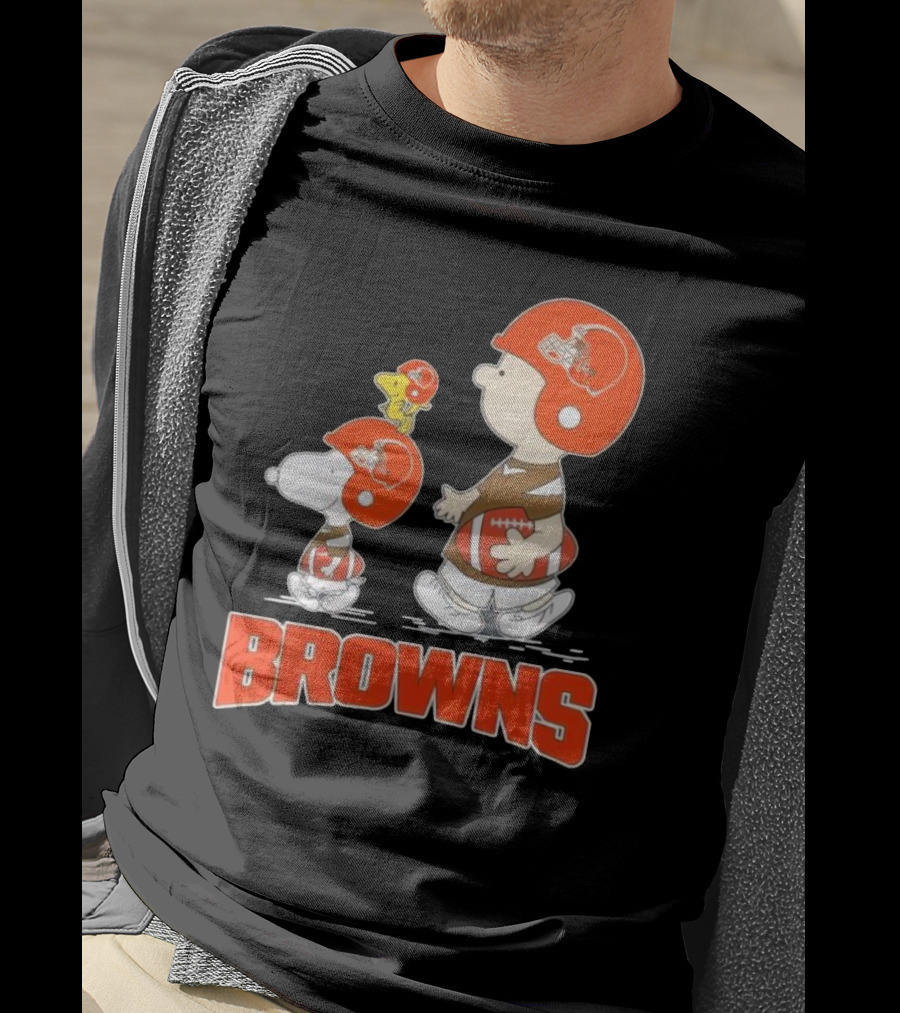 Snoopy Charlie Brown Woodstock Football Browns T-Shirt