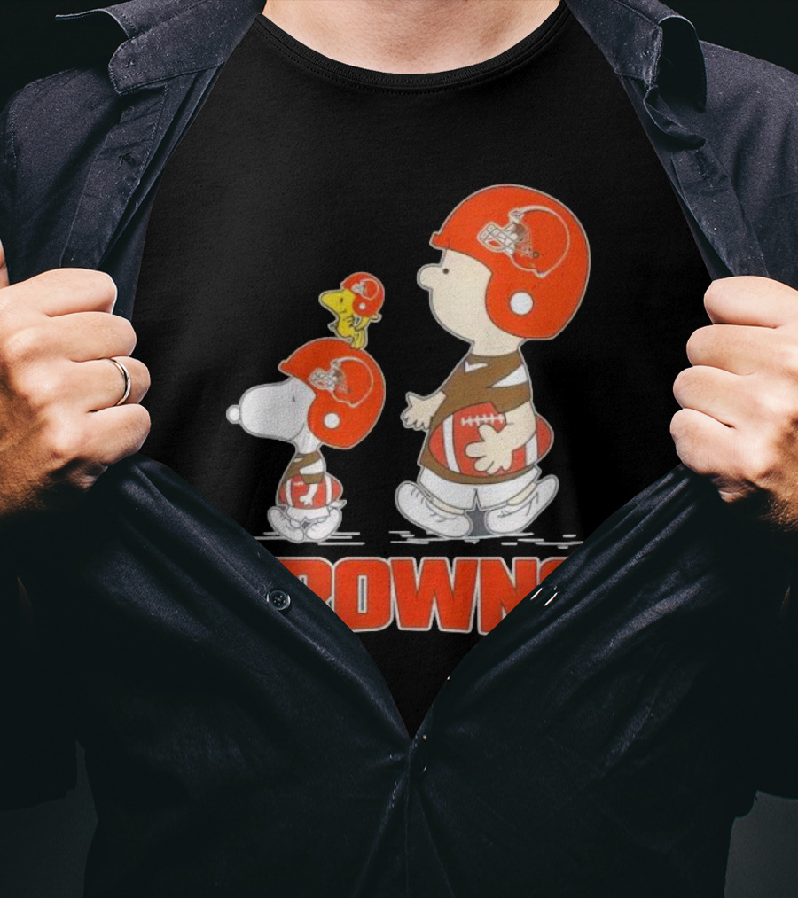 Snoopy Charlie Brown Woodstock Football Browns T-Shirt