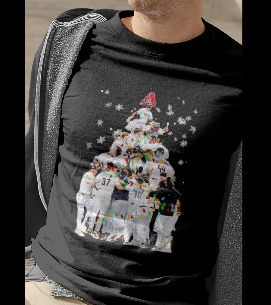 Arizona Diamondbacks Baseball Team Christmas Tree With Logo And Players T-Shirt