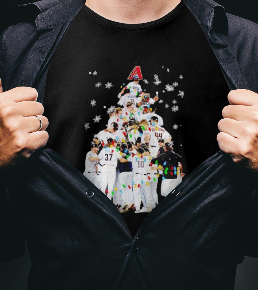 Arizona Diamondbacks Baseball Team Christmas Tree With Logo And Players T-Shirt
