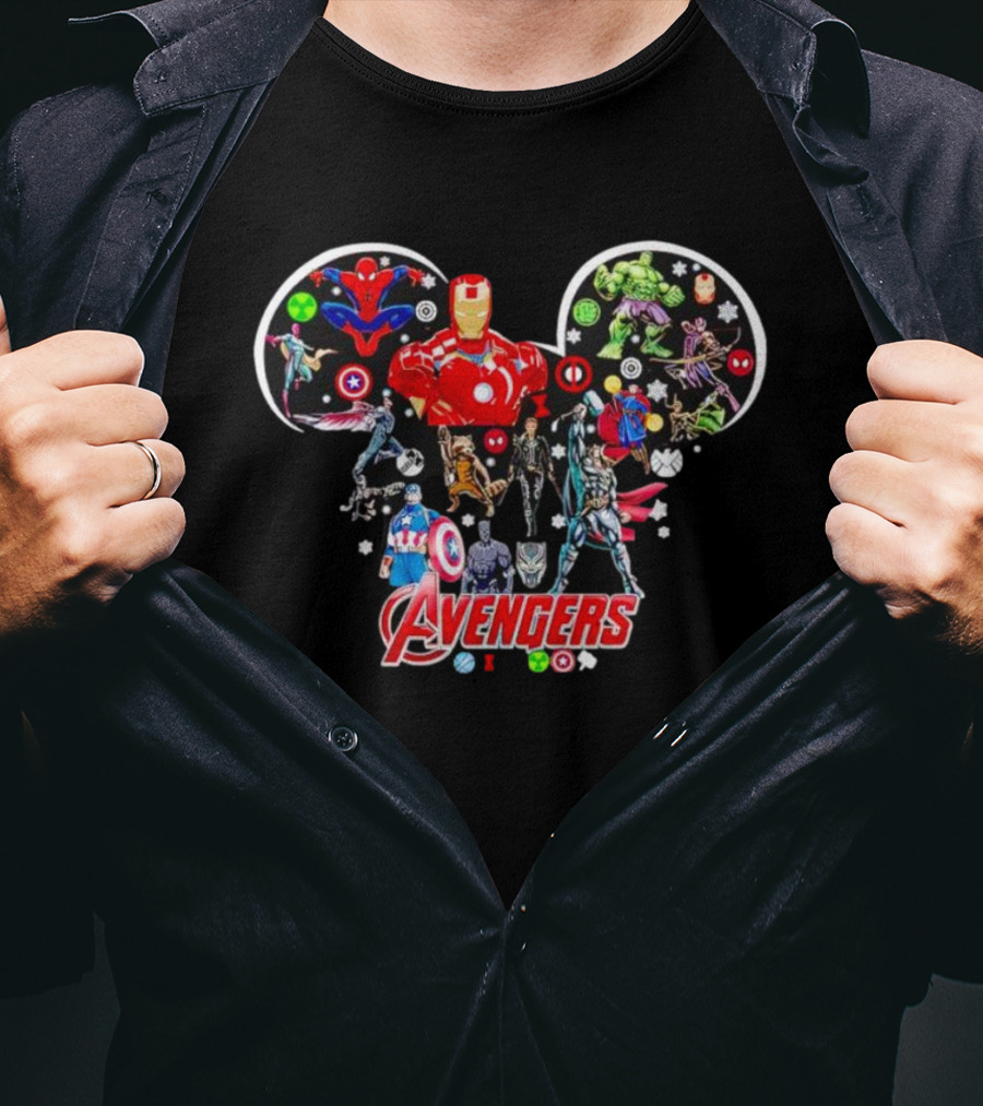 Avengers Marvel Characters In Mickey Mouse Head Shape T-Shirt