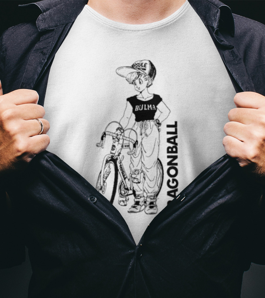 Dragon Ball Bulma With Bike Capsule Corp Hat T-Shirt