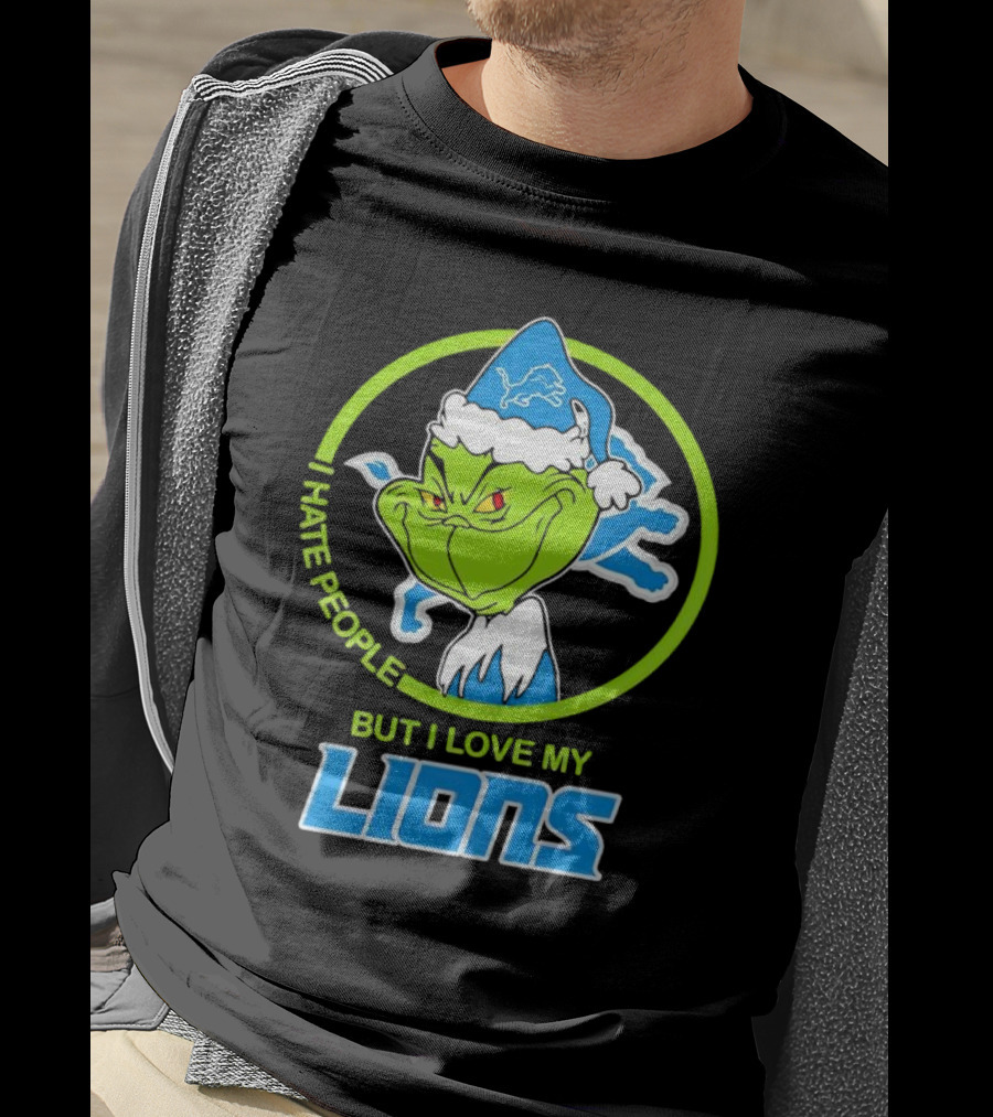 Grinch I Hate People But I Love My Detroit Lions T-Shirt
