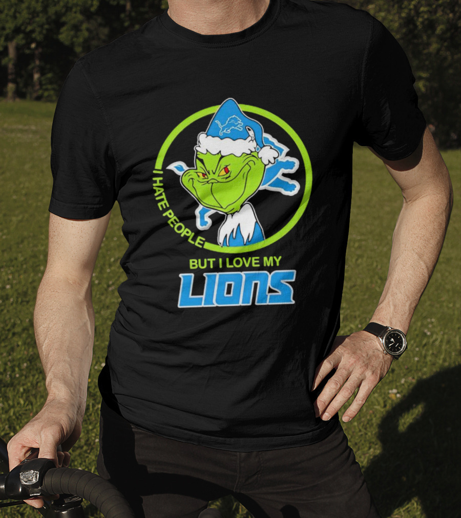 Grinch I Hate People But I Love My Detroit Lions T-Shirt