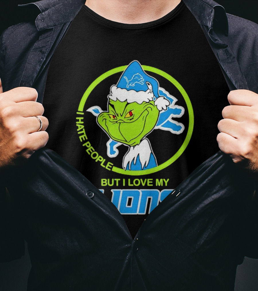 Grinch I Hate People But I Love My Detroit Lions T-Shirt