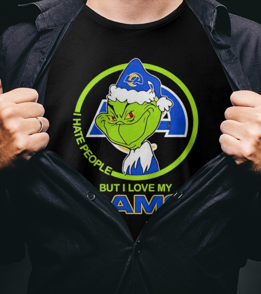 I Hate People But I Love My Los Angeles Rams Grinch T-Shirt