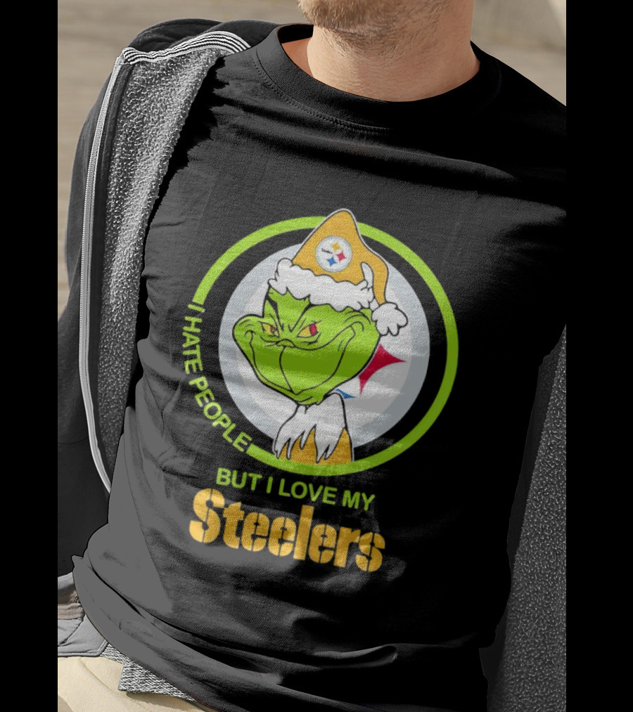 Grinch I Hate People But I Love My Steelers Pittsburgh T-Shirt
