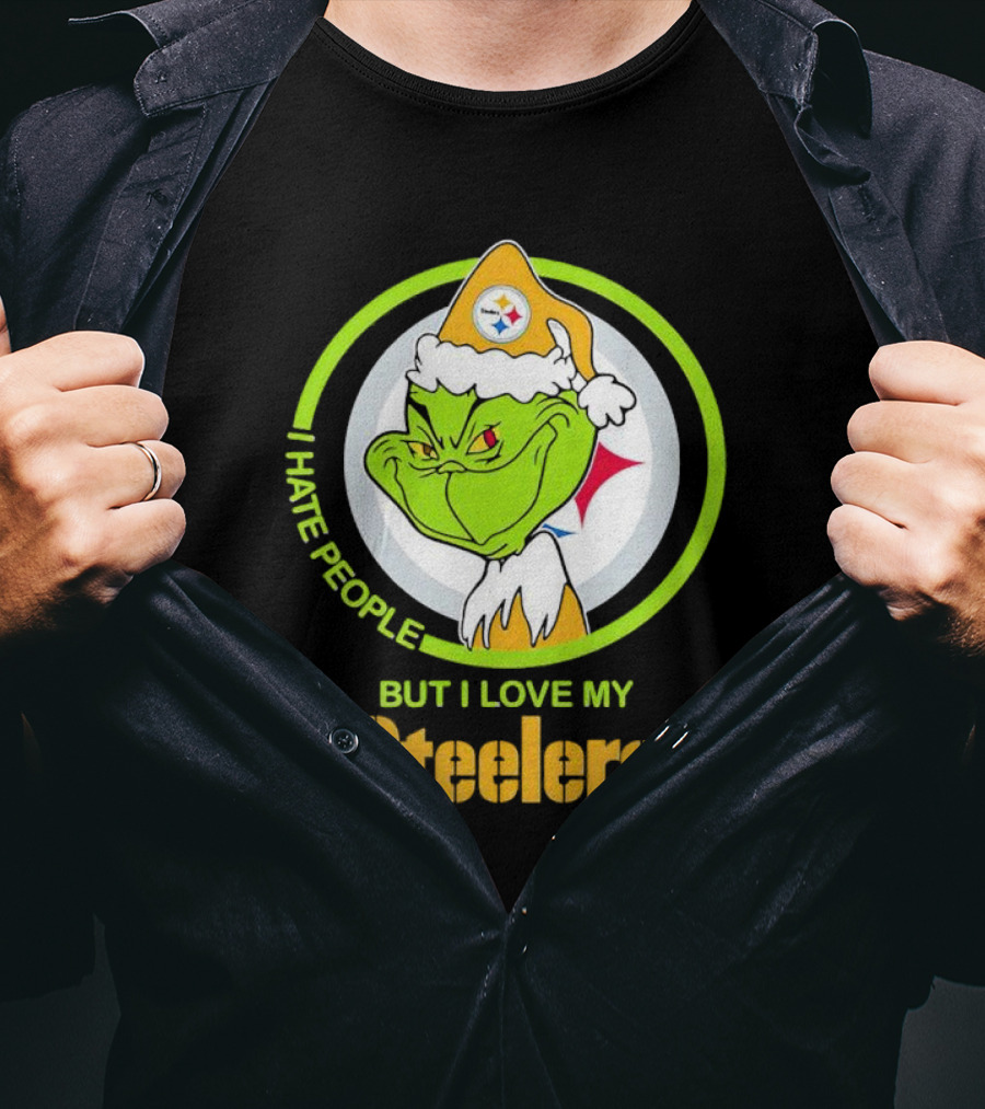 Grinch I Hate People But I Love My Steelers Pittsburgh T-Shirt