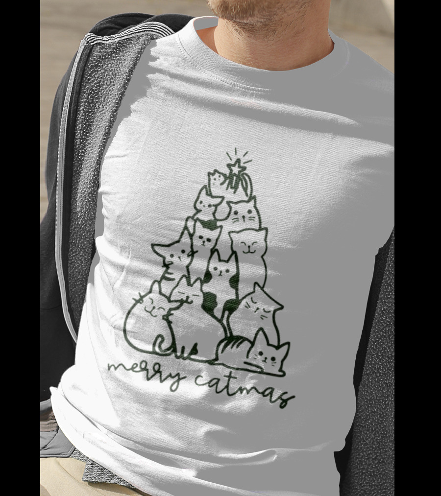 Merry Catmas Cats Christmas Tree T-Shirt