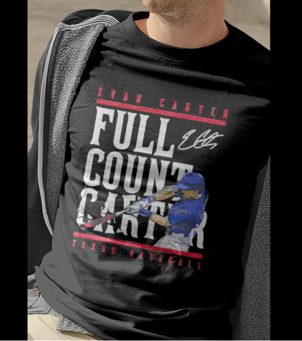 Evan Carter Full Count Carter Texas Baseball Signature T-Shirt