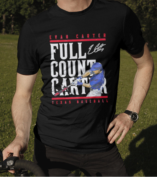 Evan Carter Full Count Carter Texas Baseball Signature T-Shirt