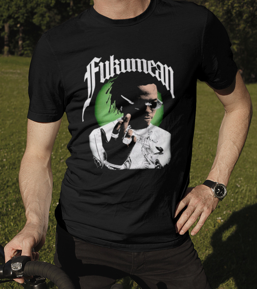 Fukumean 90s Vintage Hip Hop Style With Green Aura T-Shirt
