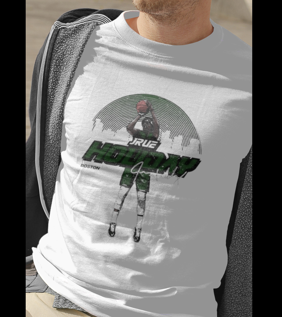 Jrue Holiday Boston Celtics Skyline Basketball Signature T-Shirt