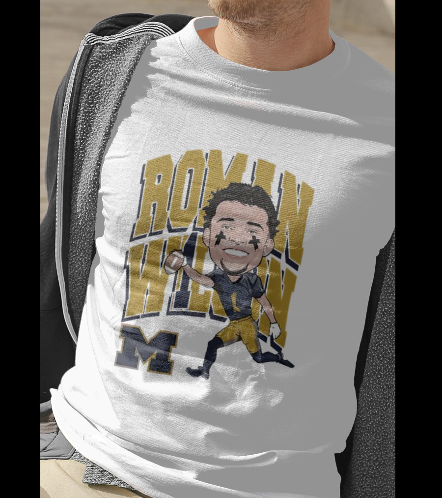 Roman Wilson University Of Michigan Football Caricature Roman Wilson M T-Shirt