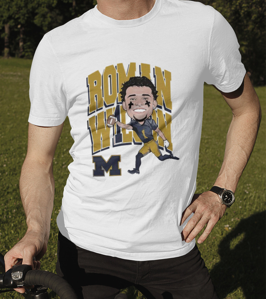 Roman Wilson University Of Michigan Football Caricature Roman Wilson M T-Shirt