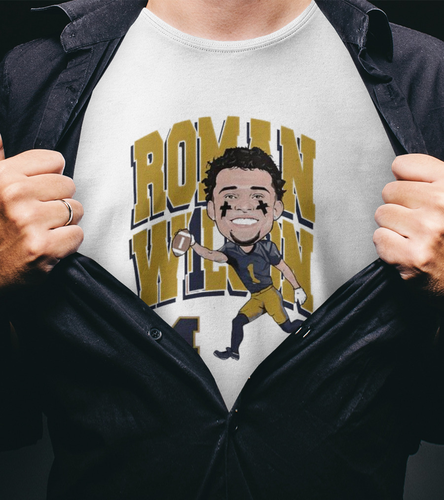 Roman Wilson University Of Michigan Football Caricature Roman Wilson M T-Shirt