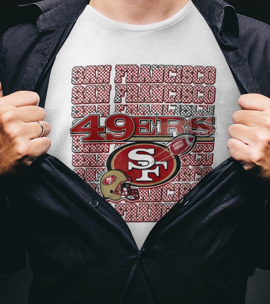 San Francisco 49ers Checkered Helmet T-Shirt