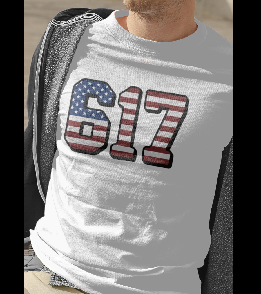 Boston 617 USA Flag T-Shirt