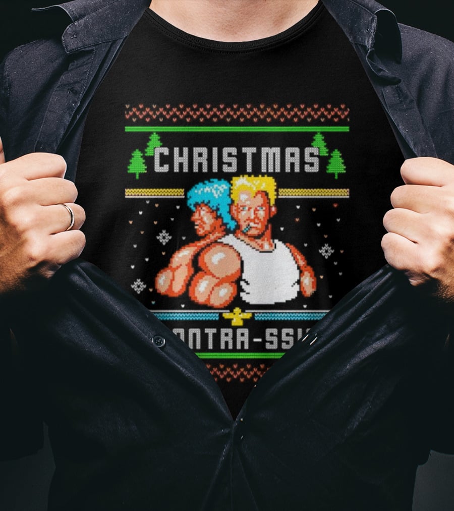 Christmas Contra-ssic Retro Gaming Mashup T-Shirt