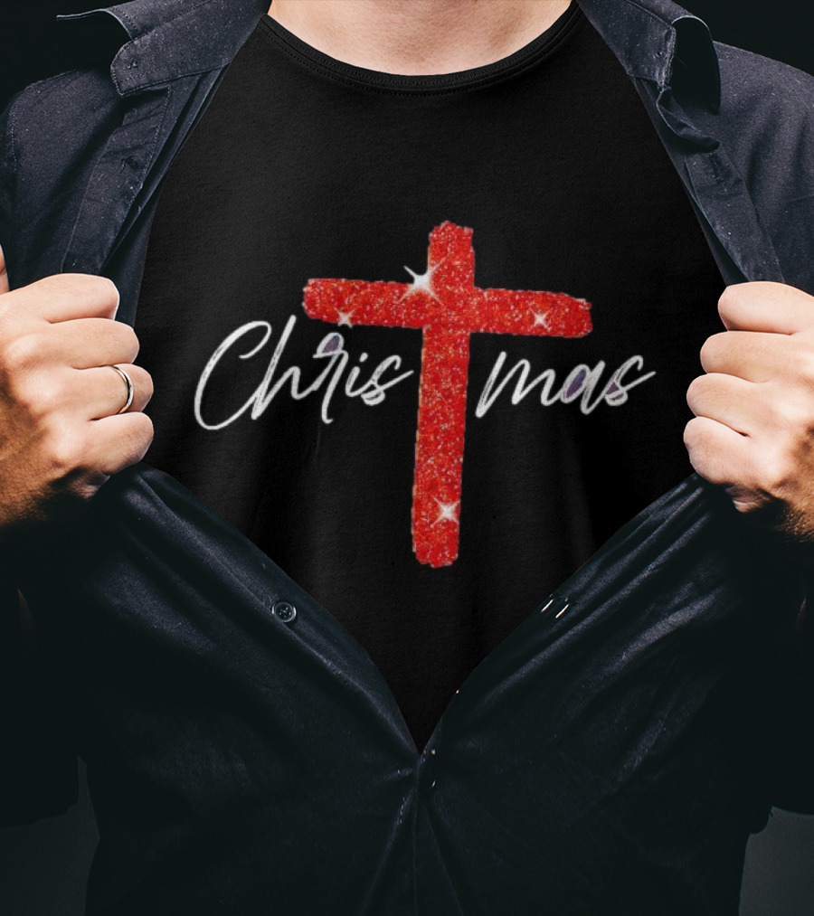 Christmas Crucifix Sparkle T-Shirt