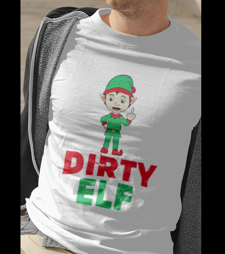Dirty ELF Christmas Middle Finger T-Shirt
