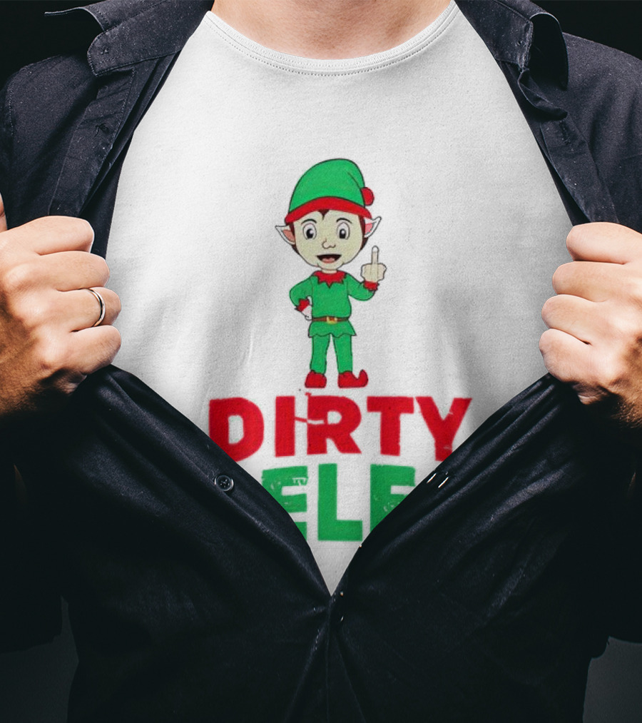 Dirty ELF Christmas Middle Finger T-Shirt