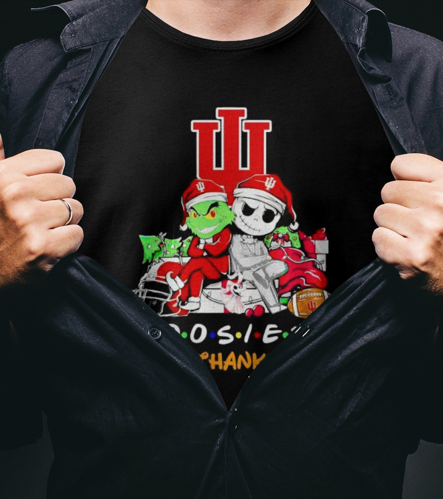 Hoosiers Grinch And Jack Skellington HalloThanksMas T-Shirt