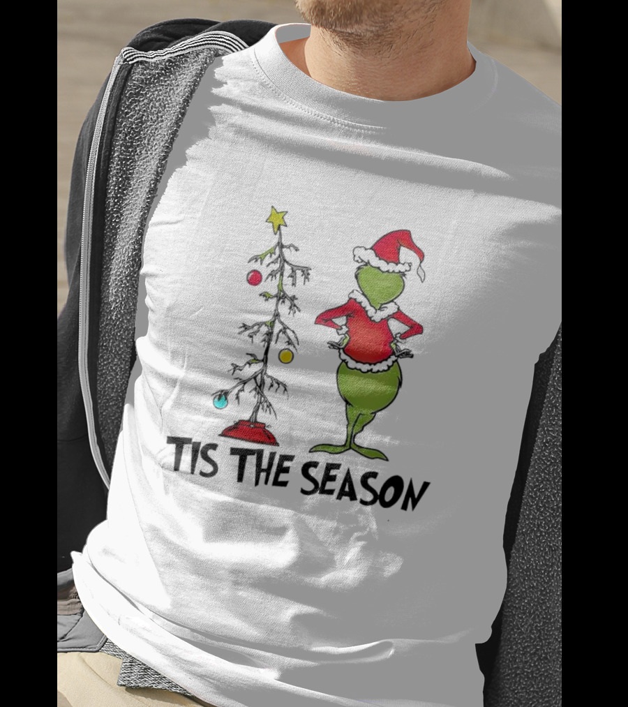 Grinch Tis The Season With Charlie Brown Christmas Tree T-Shirt