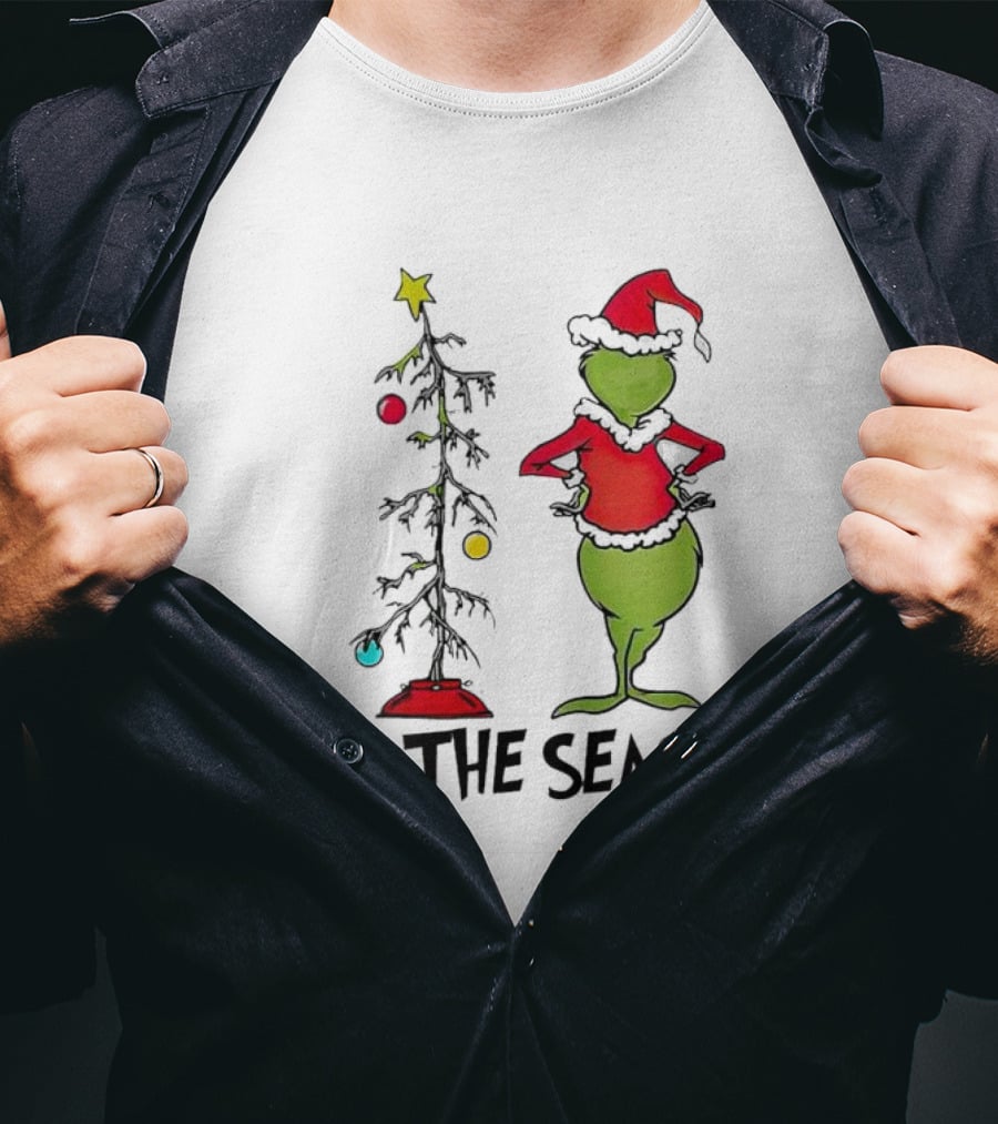 Grinch Tis The Season With Charlie Brown Christmas Tree T-Shirt