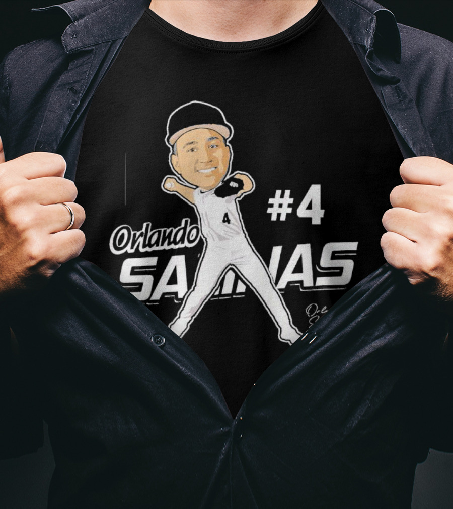 Orlando Salinas #4 Caricature Signature T-Shirt