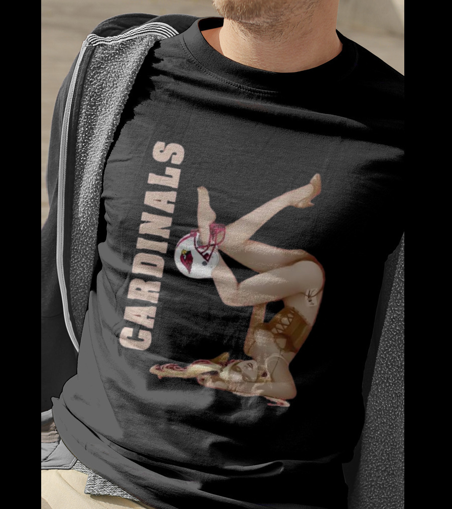 Cardinals Vintage Pin-Up Style Football T-Shirt
