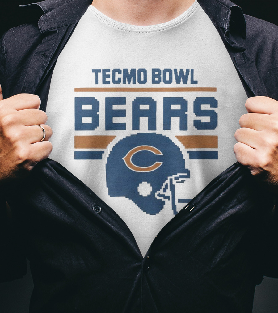 Tecmo Bowl Chicago Bears Helmet Iconography Retro 8-Bit T-Shirt