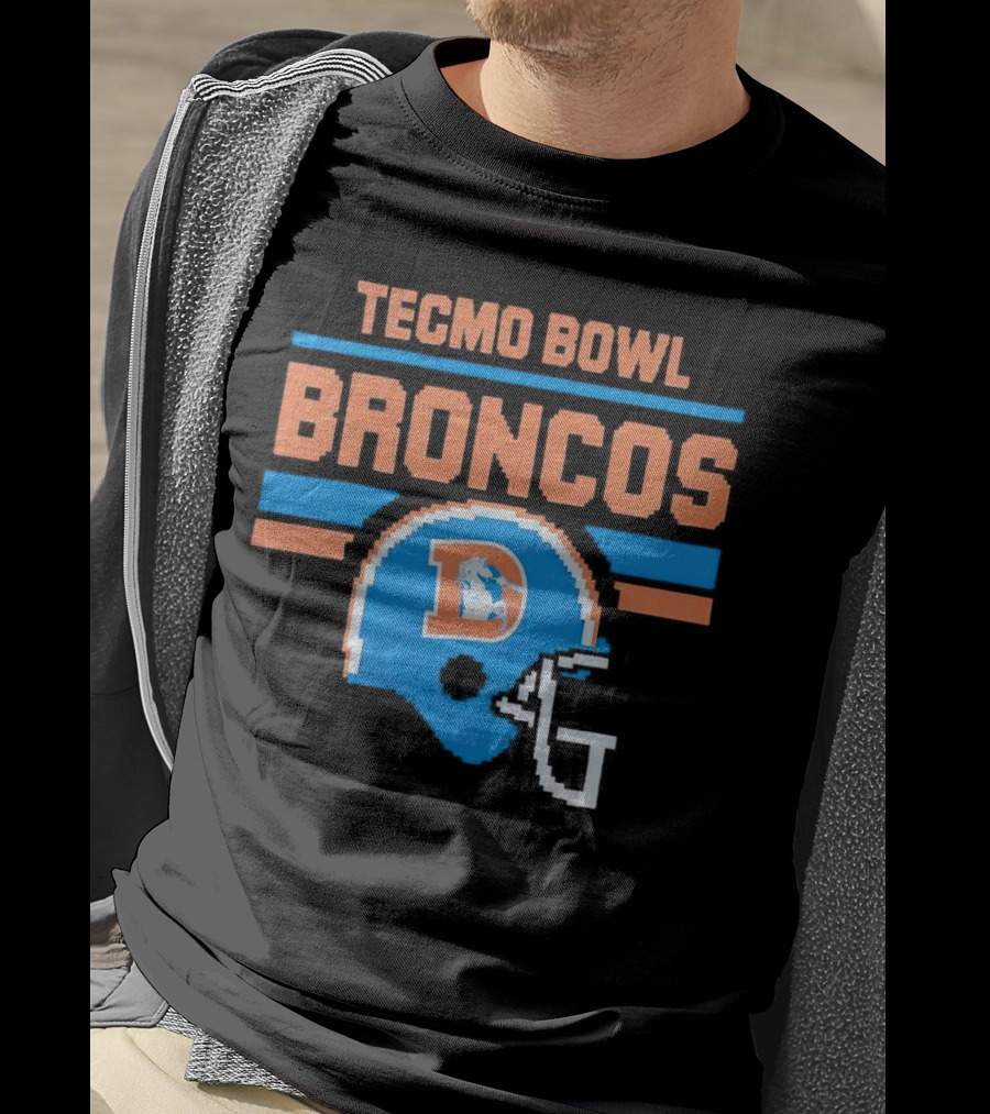 Tecmo Bowl Denver Broncos Retro Helmet Pixel T-Shirt