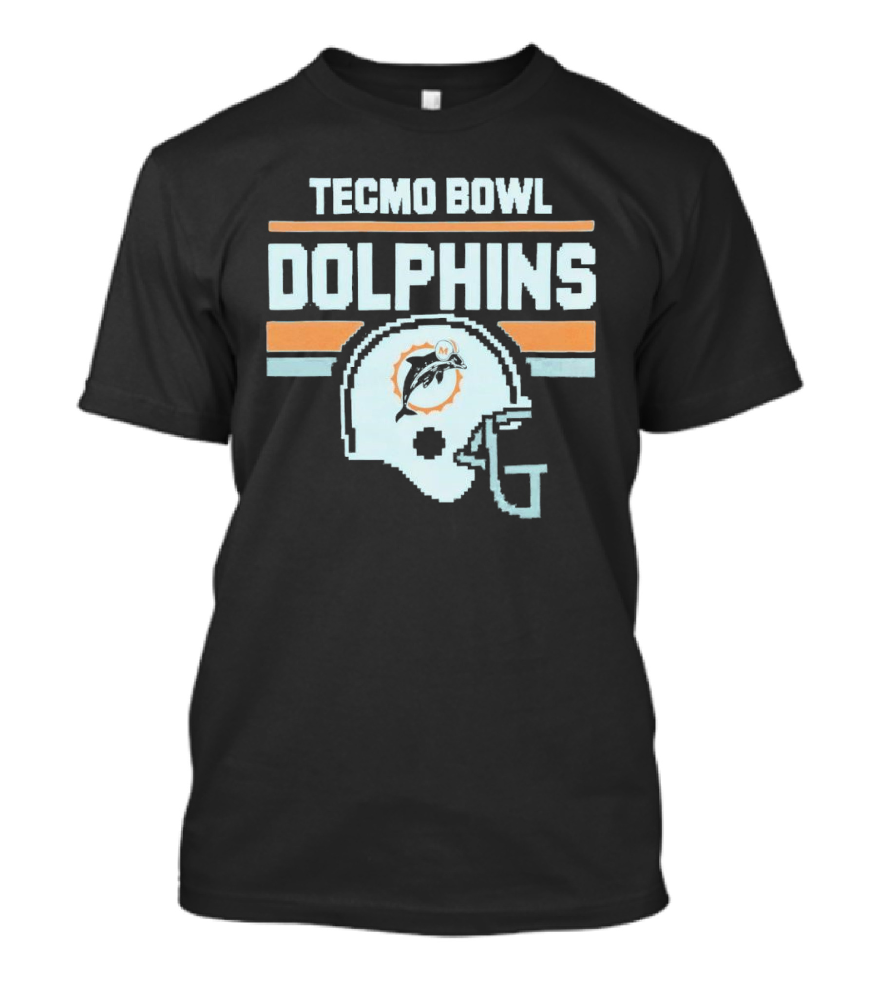 Tecmo Bowl Dolphins Retro Miami Football Helmet T-Shirt