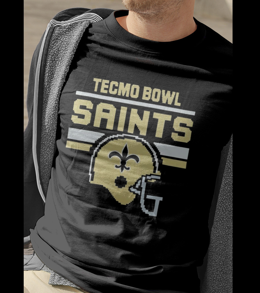 Tecmo Bowl Saints New Orleans Retro Football Helmet T-Shirt