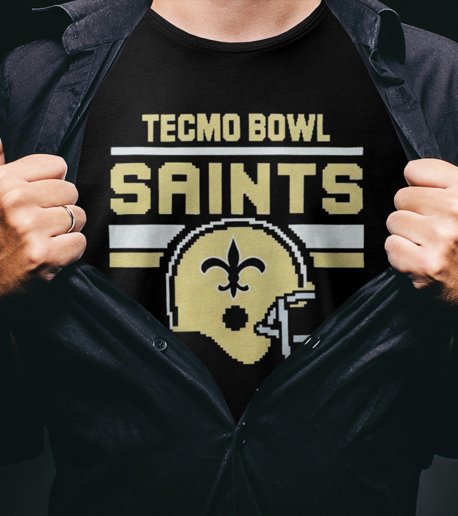 Tecmo Bowl Saints New Orleans Retro Football Helmet T-Shirt