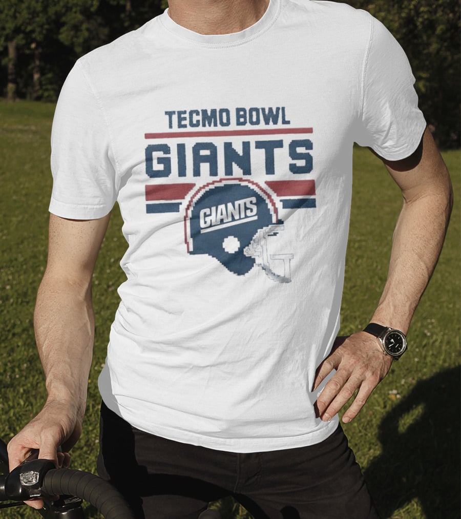 Tecmo Bowl Giants Helmet Retro Pixel T-Shirt