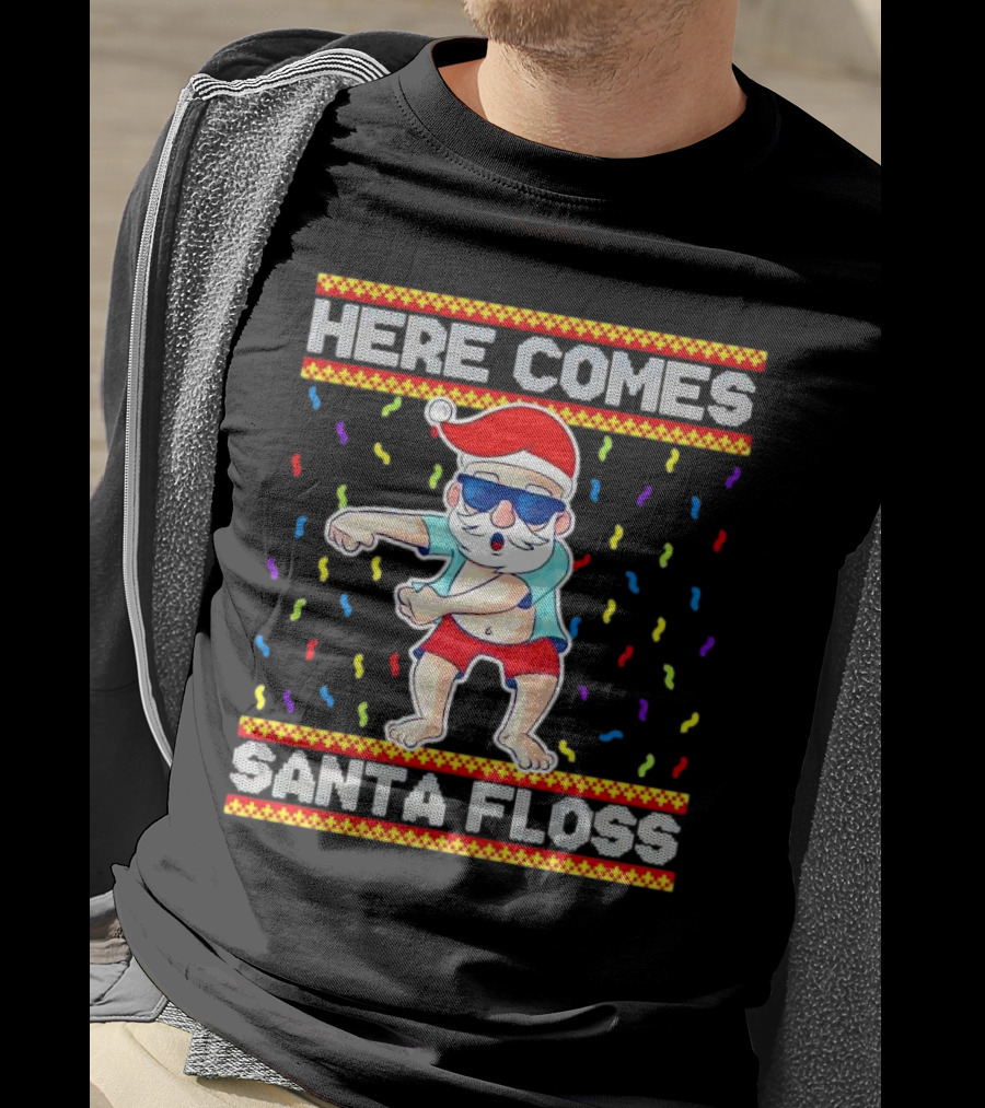 Here Comes Santa Floss Christmas Dance Party T-Shirt