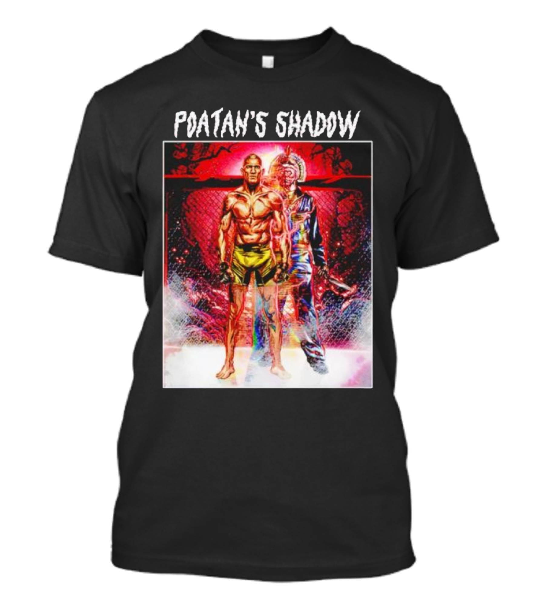 Poatan's Shadow Dual Persona Warrior In Fight Arena T-Shirt