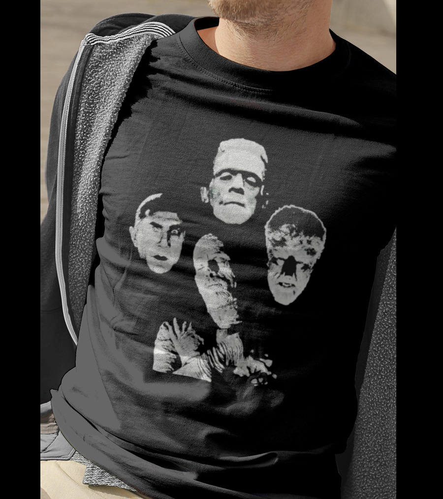 Rock Rebel Monster Dracula Frankenstein Mummy Wolfman Horror Band T-Shirt