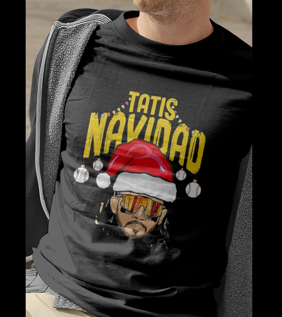 Tatis Navidad Santa Hat Baseball Sunglasses T-Shirt