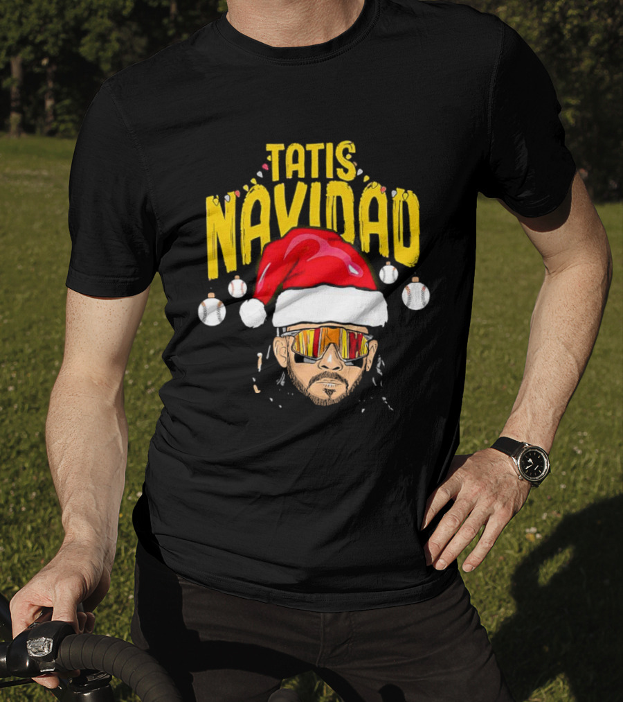 Tatis Navidad Santa Hat Baseball Sunglasses T-Shirt