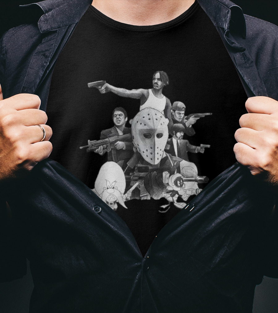 Trust Respect The Shooter Jason Mask Gangsters Anime Characters Gunmen T-Shirt