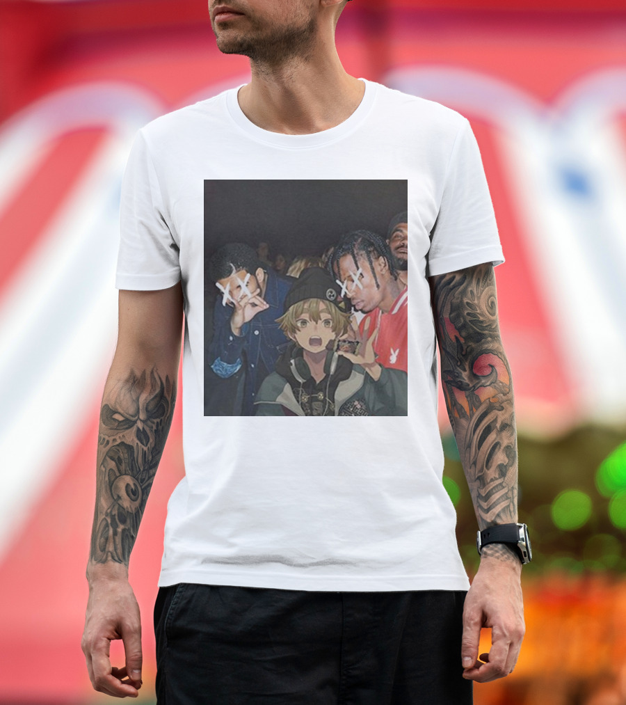 Drake Travis Scott Zenitsu Agatsuma Crossover Demon Slayer Anime T-Shirt