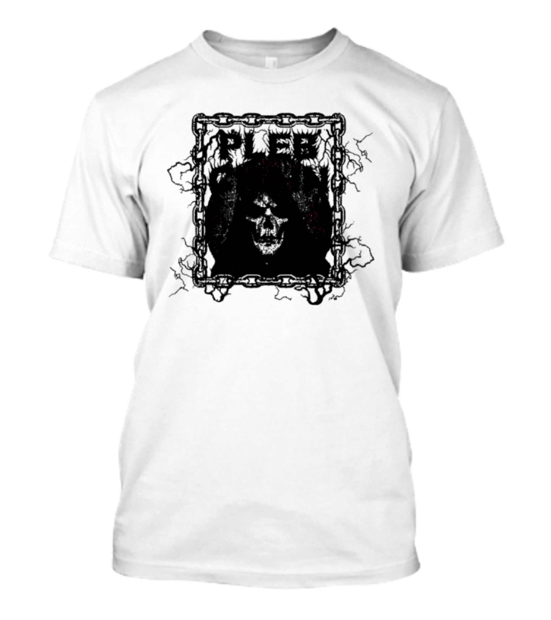 Plebchain Skull With Lightning And Chains T-Shirt